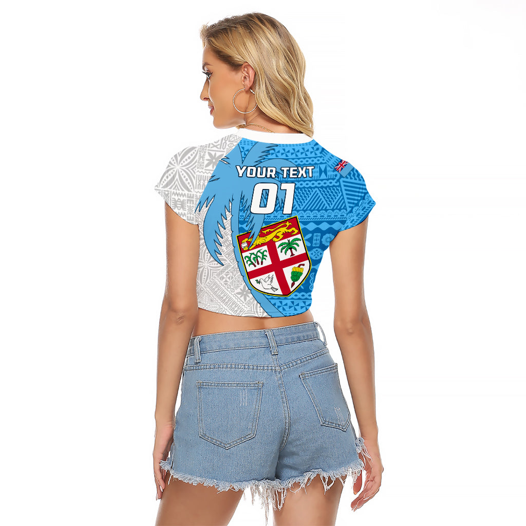 Custom Fiji Rugby Raglan Cropped T Shirt Come On Fijian Tapa Pattern LT01 - Polynesian Pride