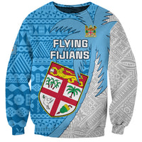 Custom Fiji Rugby Sweatshirt Come On Fijian Tapa Pattern LT01 Unisex Blue - Polynesian Pride