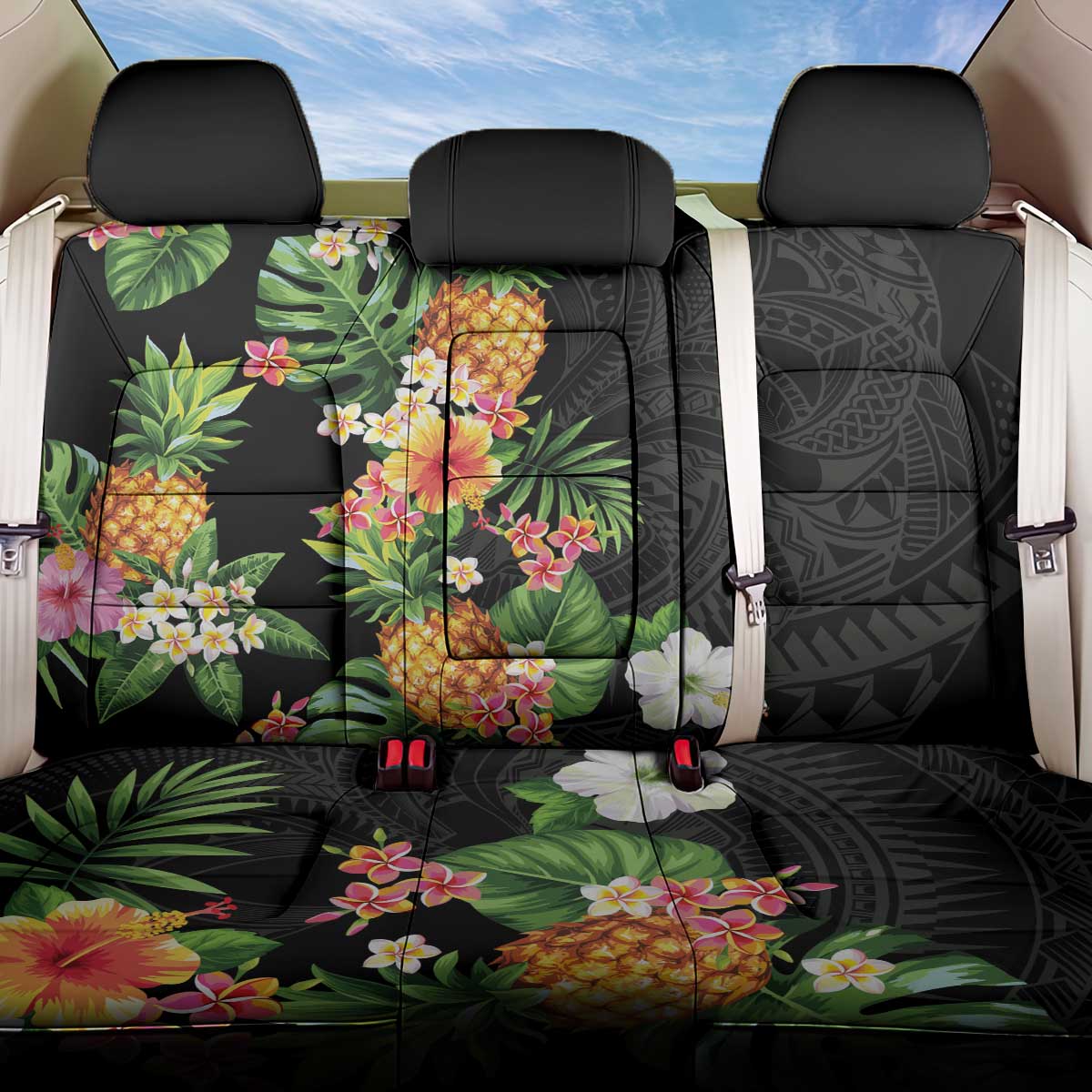 Hawaii Pineapple Tropical Back Car Seat Cover Colorful Hibiscus Plumeria