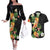 Hawaii Pineapple Tropical Couples Matching Off The Shoulder Long Sleeve Dress and Hawaiian Shirt Colorful Hibiscus Plumeria