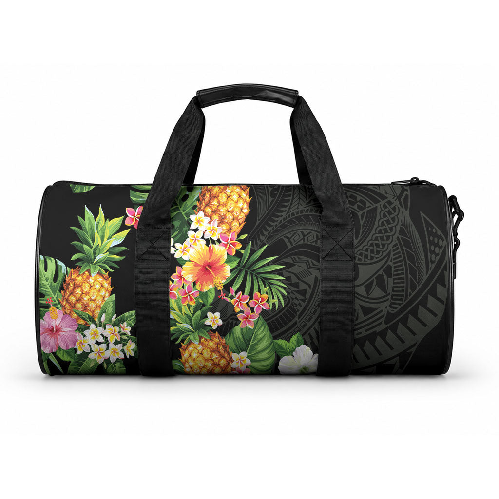 Hawaii Pineapple Tropical Duffle Bag Colorful Hibiscus Plumeria LT01 One size Black - Polynesian Pride