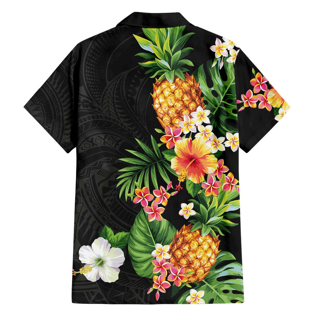 Hawaii Pineapple Tropical Family Matching Summer Maxi Dress and Hawaiian Shirt Colorful Hibiscus Plumeria