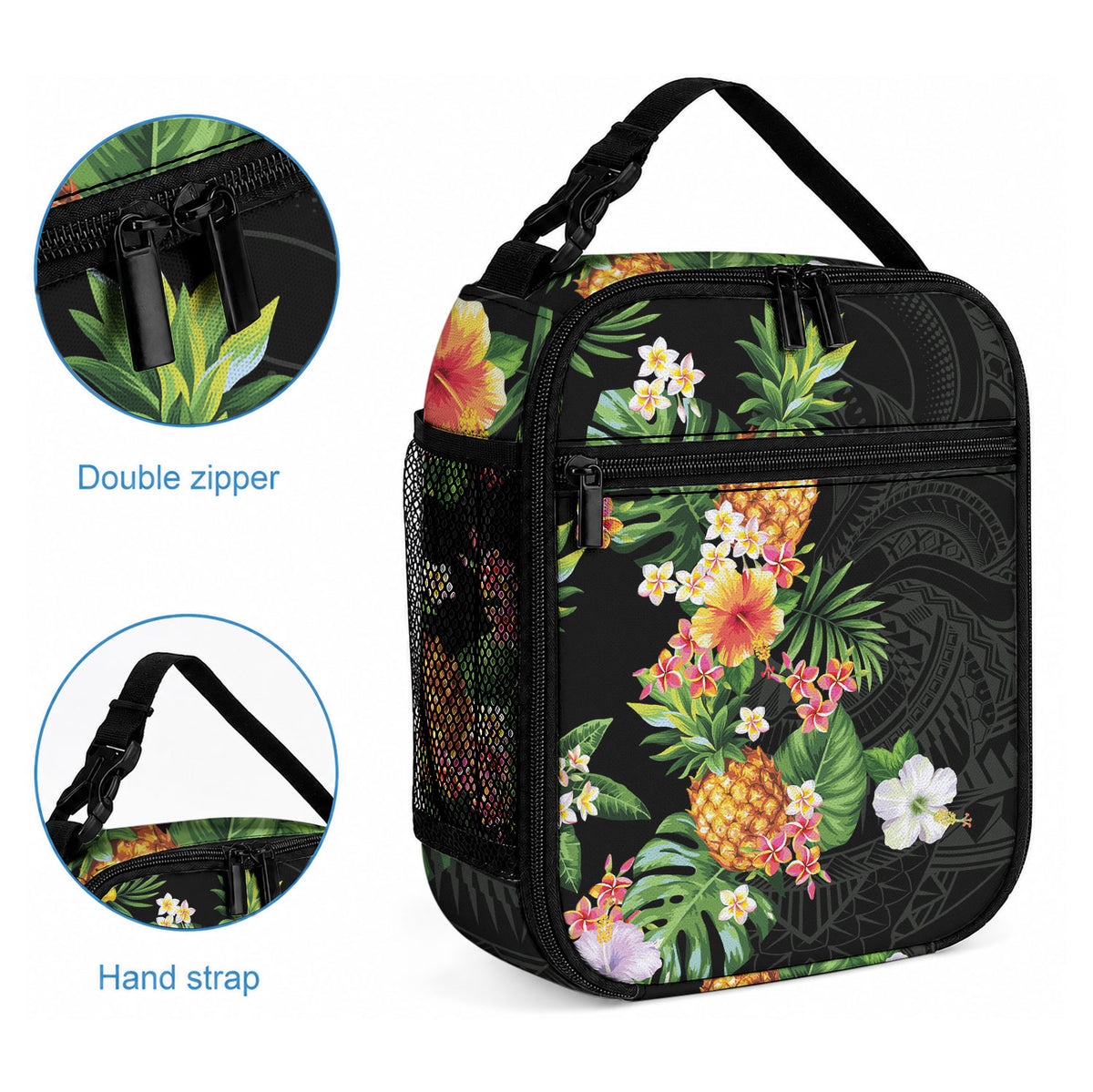 Hawaii Pineapple Tropical Lunch Bag Colorful Hibiscus Plumeria LT01 - Polynesian Pride