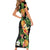 Hawaii Pineapple Tropical Short Sleeve Bodycon Dress Colorful Hibiscus Plumeria