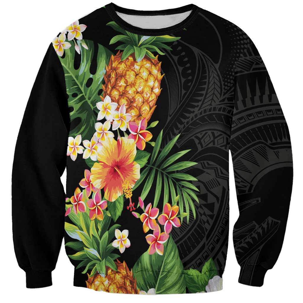 Hawaii Pineapple Tropical Sweatshirt Colorful Hibiscus Plumeria