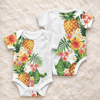 Hawaii Pineapple Tropical Baby Onesie Luminous Hibiscus Plumeria