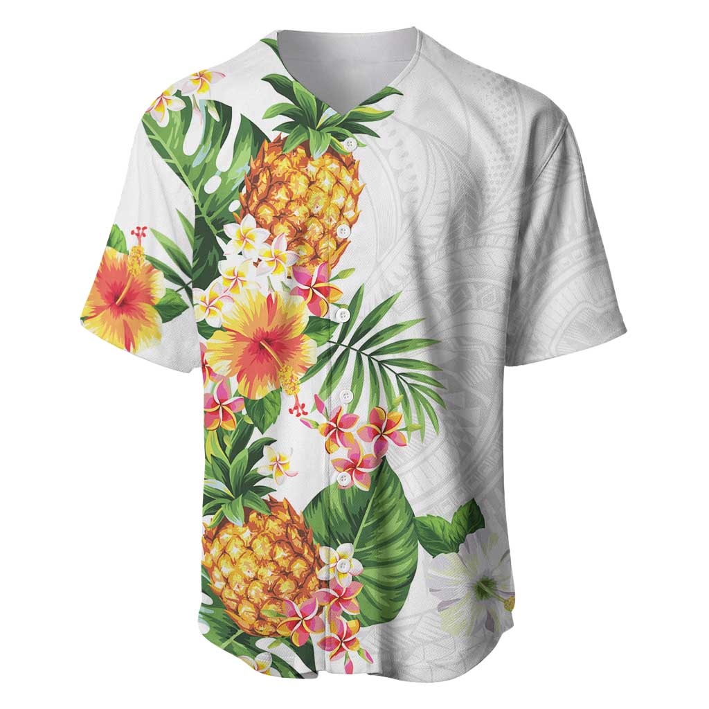 Hawaii Pineapple Tropical Baseball Jersey Luminous Hibiscus Plumeria