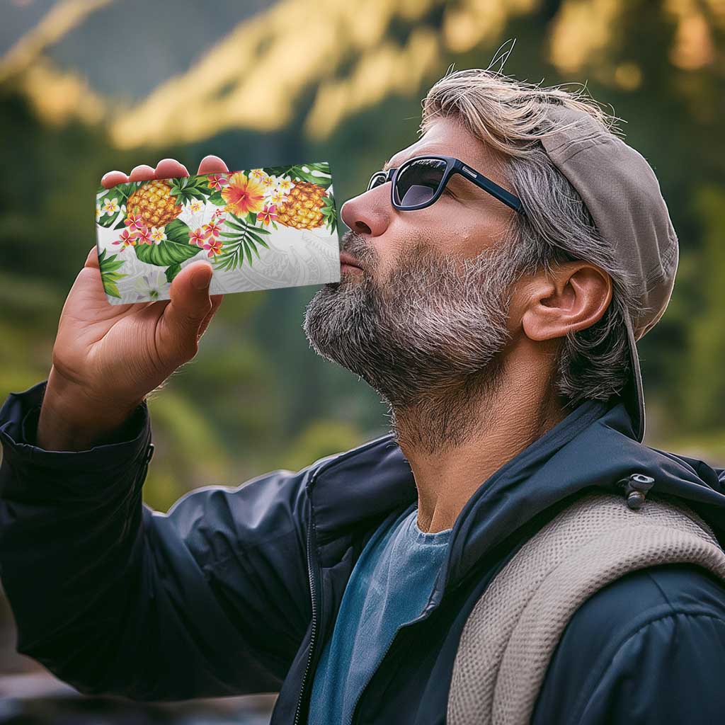 Hawaii Pineapple Tropical 4 in 1 Can Cooler Tumbler Luminous Hibiscus Plumeria