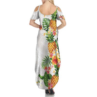 Hawaii Pineapple Tropical Family Matching Summer Maxi Dress and Hawaiian Shirt Luminous Hibiscus Plumeria