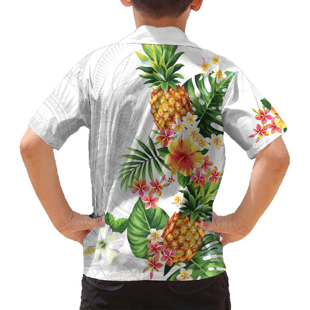 Hawaii Pineapple Tropical Family Matching Tank Maxi Dress and Hawaiian Shirt Luminous Hibiscus Plumeria LT01 - Polynesian Pride