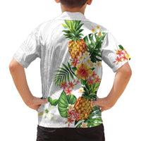 Hawaii Pineapple Tropical Family Matching Tank Maxi Dress and Hawaiian Shirt Luminous Hibiscus Plumeria LT01 - Polynesian Pride