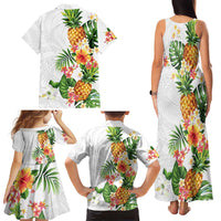 Hawaii Pineapple Tropical Family Matching Tank Maxi Dress and Hawaiian Shirt Luminous Hibiscus Plumeria LT01 - Polynesian Pride