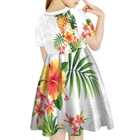 Hawaii Pineapple Tropical Kid Short Sleeve Dress Luminous Hibiscus Plumeria