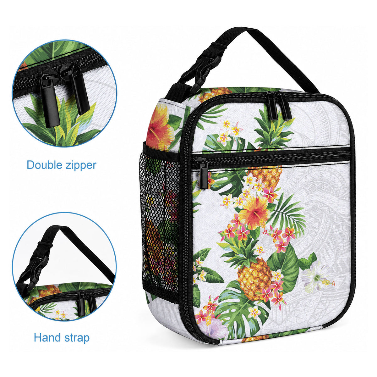 Hawaii Pineapple Tropical Lunch Bag Luminous Hibiscus Plumeria