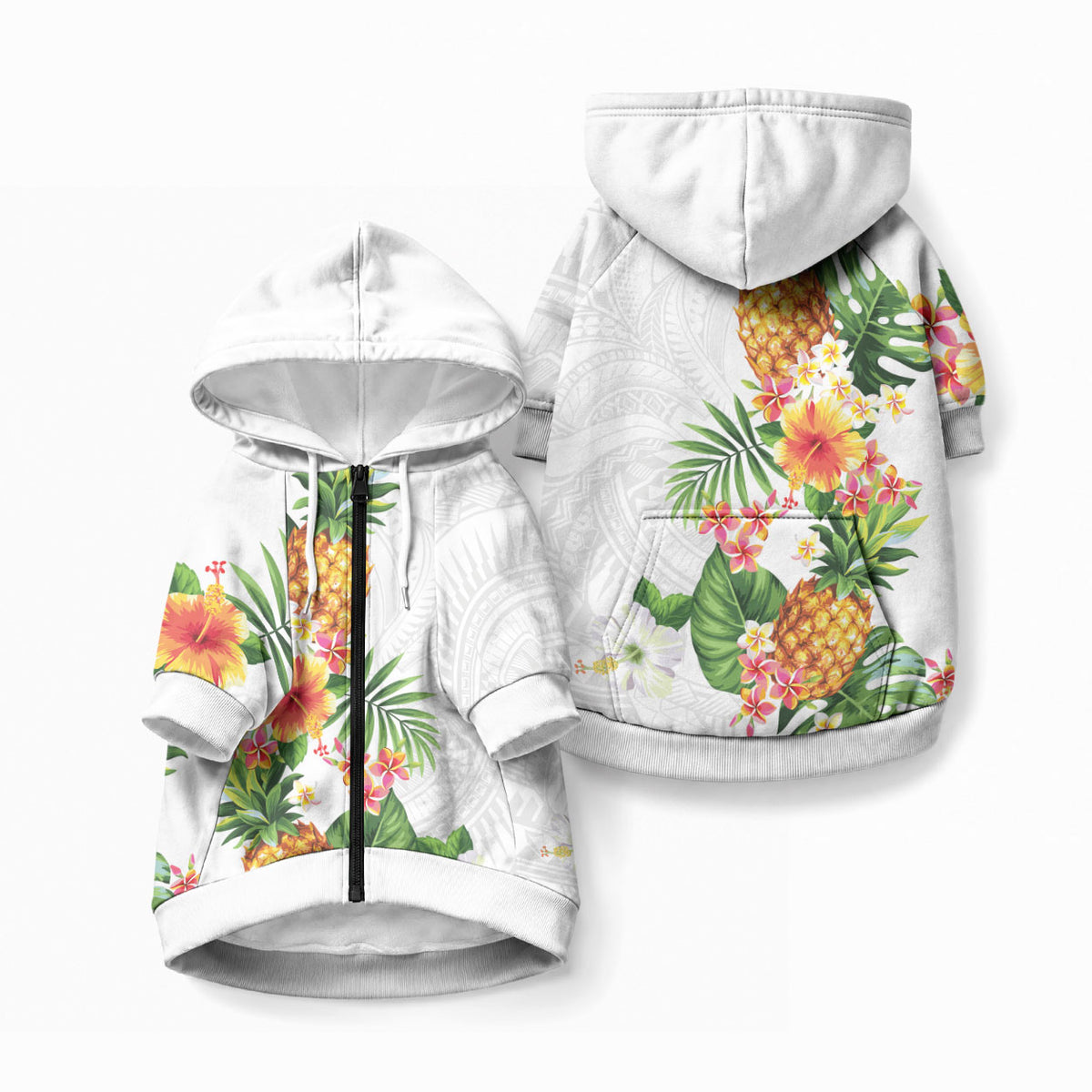 Hawaii Pineapple Tropical Pet Hoodie Luminous Hibiscus Plumeria