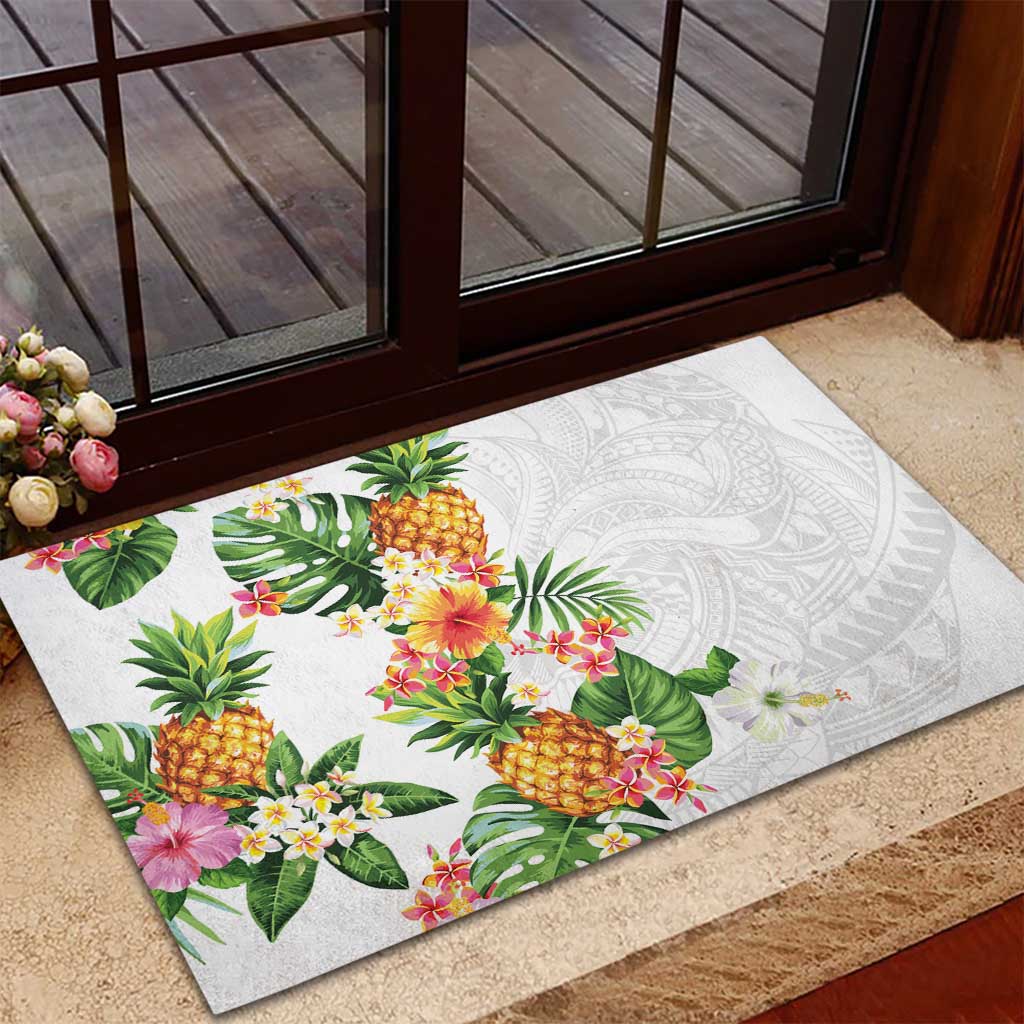 Hawaii Pineapple Tropical Rubber Doormat Luminous Hibiscus Plumeria