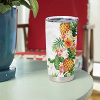 Hawaii Pineapple Tropical Tumbler Cup Luminous Hibiscus Plumeria