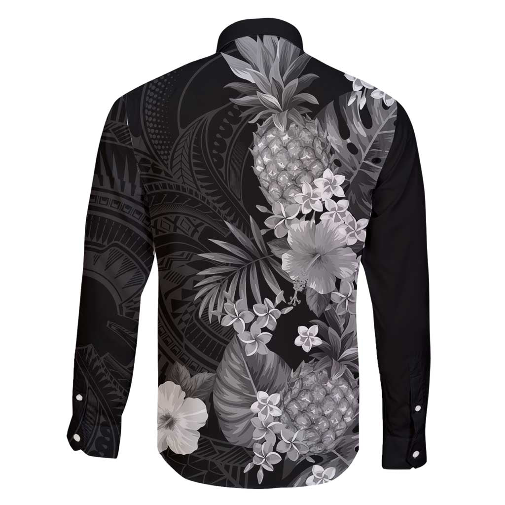 Hawaii Pineapple Tropical Family Matching Long Sleeve Bodycon Dress and Hawaiian Shirt Neutral Hibiscus Plumeria LT01 - Polynesian Pride