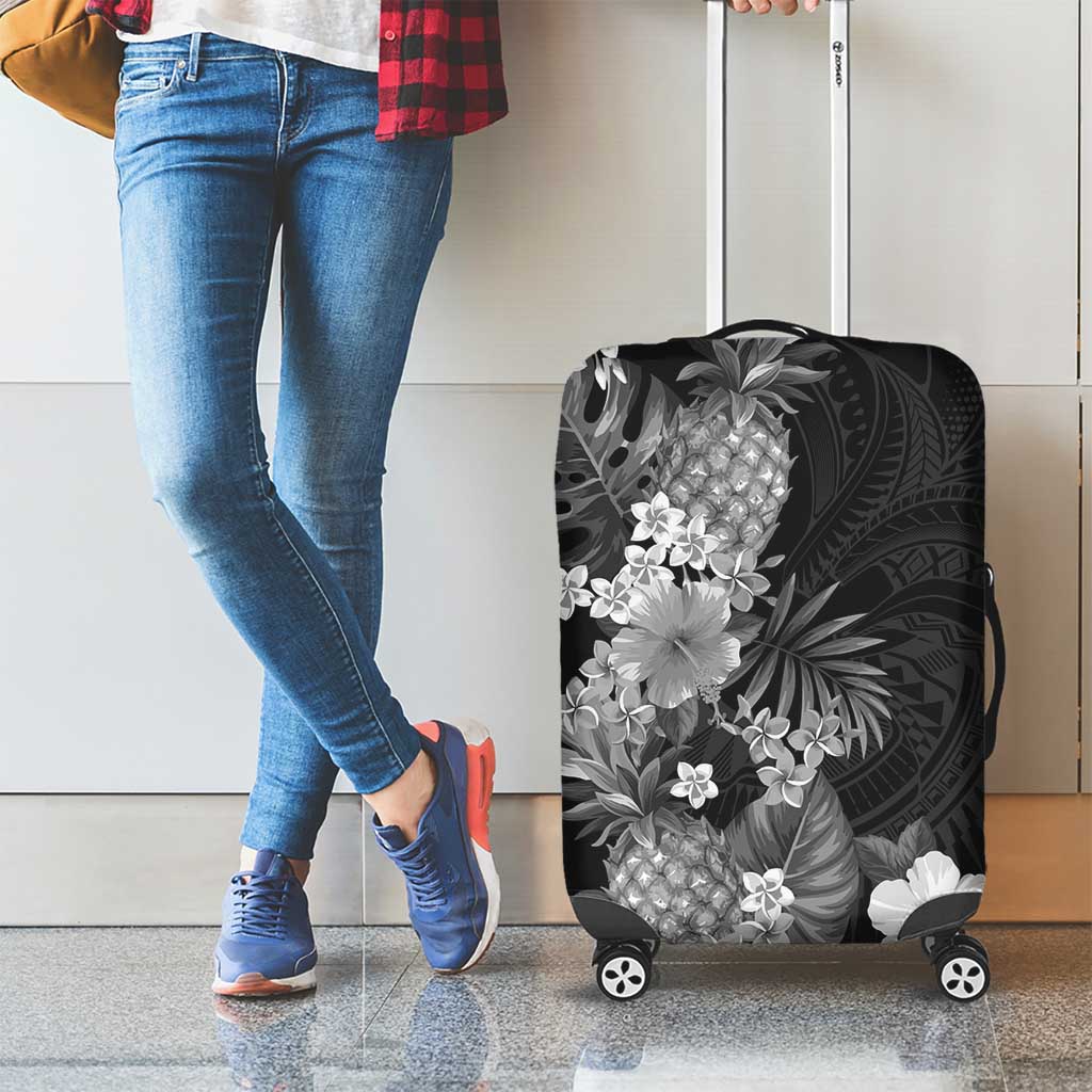 Hawaii Pineapple Tropical Luggage Cover Neutral Hibiscus Plumeria