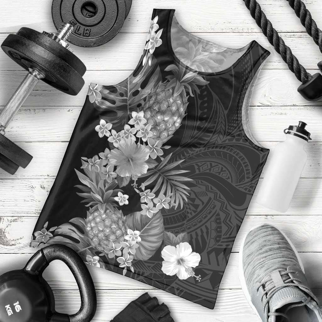Hawaii Pineapple Tropical Men Tank Top Neutral Hibiscus Plumeria