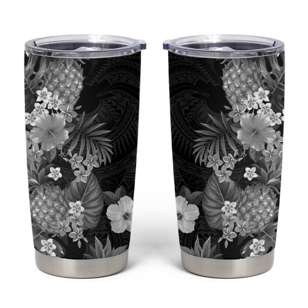 Hawaii Pineapple Tropical Tumbler Cup Neutral Hibiscus Plumeria