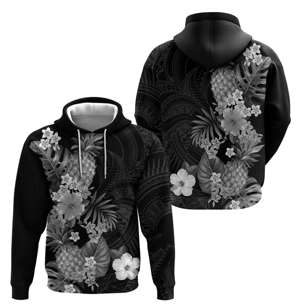 Hawaii Pineapple Tropical Zip Hoodie Neutral Hibiscus Plumeria