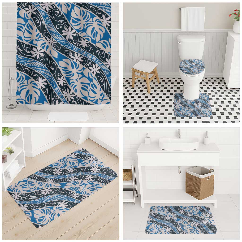 Ninamu Tahiti Tiare Monstera Bathroom Set Polynesian Pattern Curve Style - Polynesian Pride