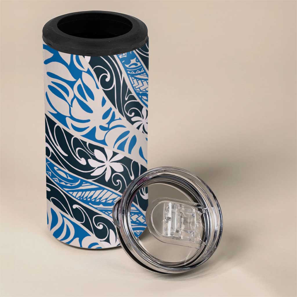 Ninamu Tahiti Tiare Monstera 4 in 1 Can Cooler Tumbler Polynesian Pattern Curve Style - Polynesian Pride