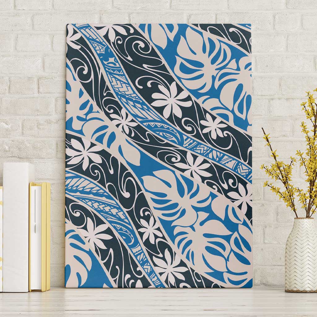 Ninamu Tahiti Tiare Monstera Canvas Wall Art Polynesian Pattern Curve Style - Polynesian Pride