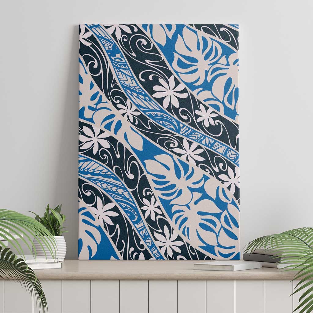 Ninamu Tahiti Tiare Monstera Canvas Wall Art Polynesian Pattern Curve Style - Polynesian Pride