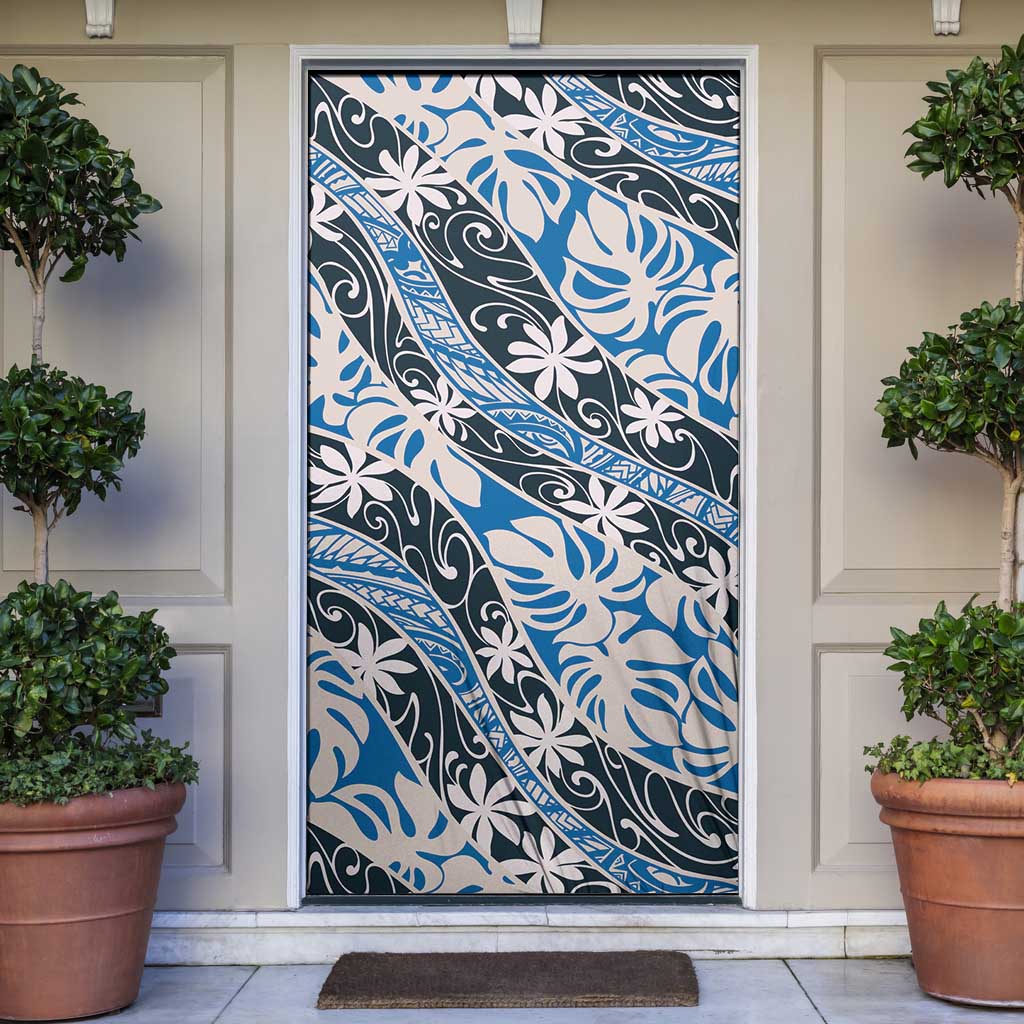 Ninamu Tahiti Tiare Monstera Door Cover Polynesian Pattern Curve Style - Polynesian Pride