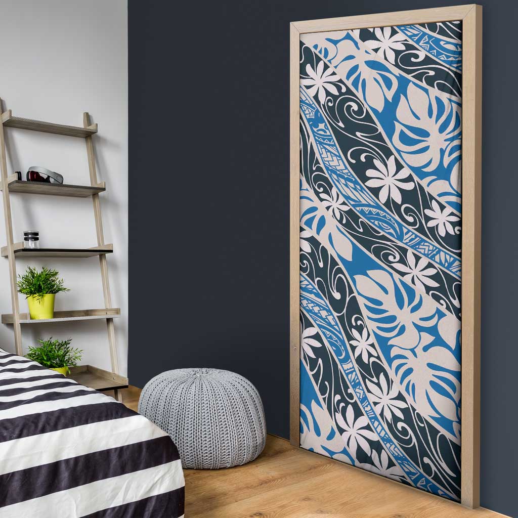 Ninamu Tahiti Tiare Monstera Door Cover Polynesian Pattern Curve Style - Polynesian Pride