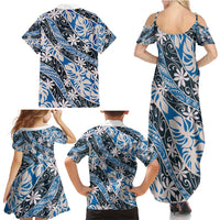 Ninamu Tahiti Tiare Monstera Family Matching Summer Maxi Dress and Hawaiian Shirt Polynesian Pattern Curve Style - Polynesian Pride