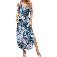 Ninamu Tahiti Tiare Monstera Family Matching Summer Maxi Dress and Hawaiian Shirt Polynesian Pattern Curve Style - Polynesian Pride