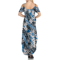 Ninamu Tahiti Tiare Monstera Family Matching Summer Maxi Dress and Hawaiian Shirt Polynesian Pattern Curve Style - Polynesian Pride