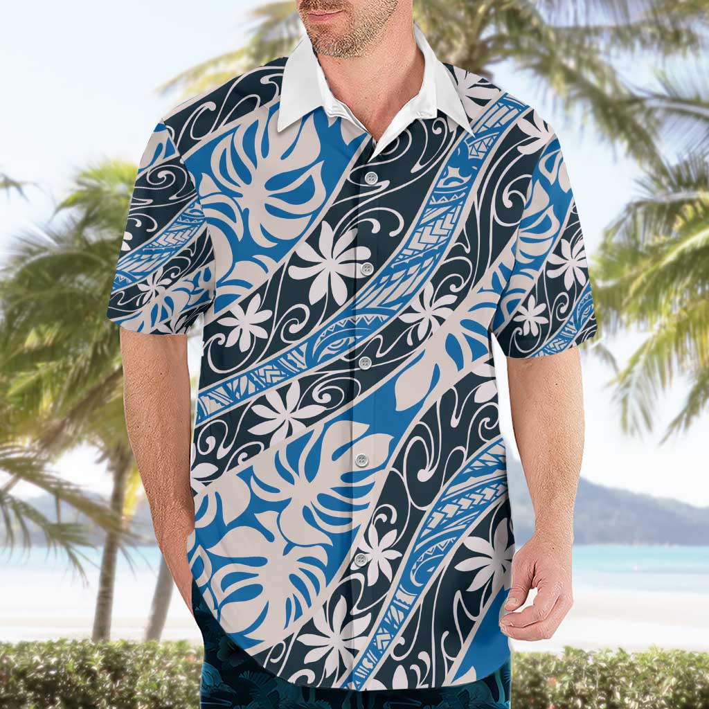 Ninamu Tahiti Tiare Monstera Hawaiian Shirt Polynesian Pattern Curve Style - Polynesian Pride