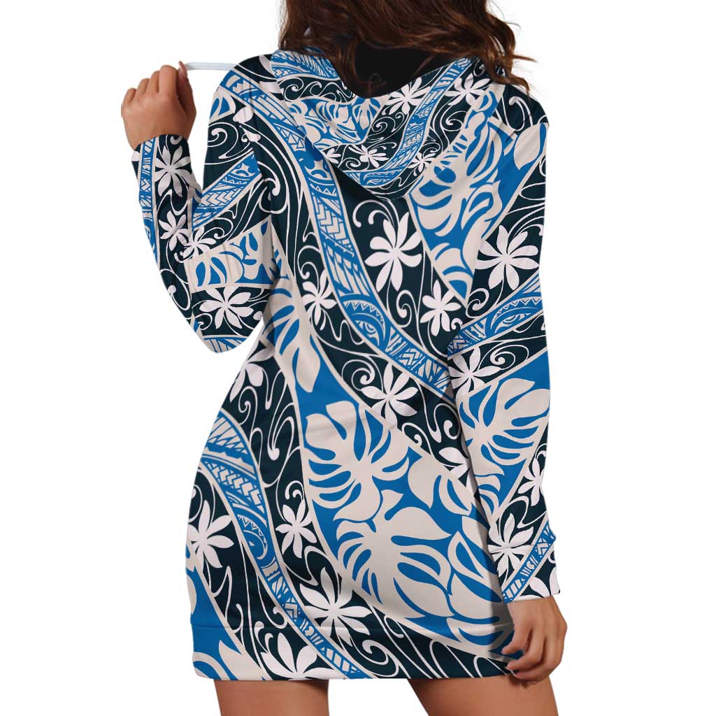 Ninamu Tahiti Tiare Monstera Hoodie Dress Polynesian Pattern Curve Style - Polynesian Pride