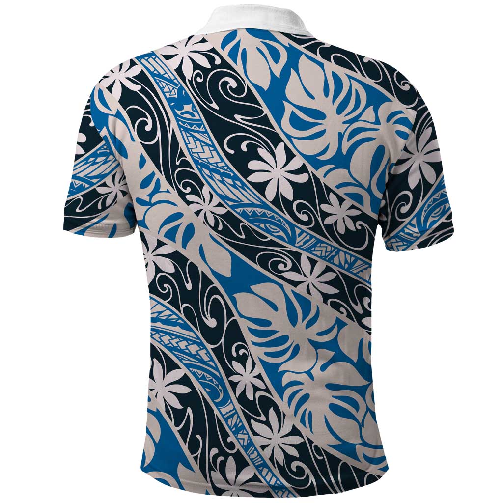 Ninamu Tahiti Tiare Monstera Polo Shirt Polynesian Pattern Curve Style - Polynesian Pride
