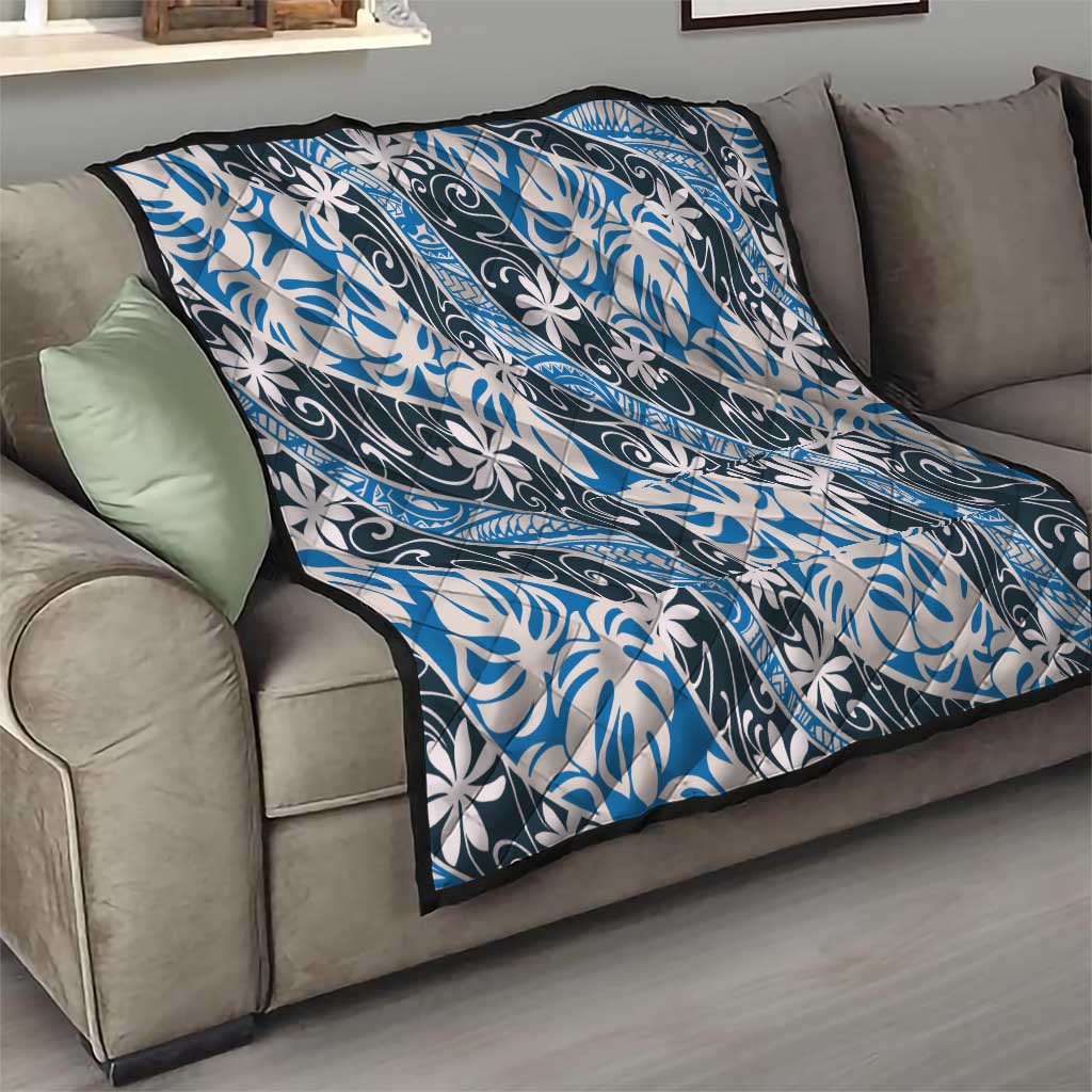 Ninamu Tahiti Tiare Monstera Quilt Polynesian Pattern Curve Style - Polynesian Pride