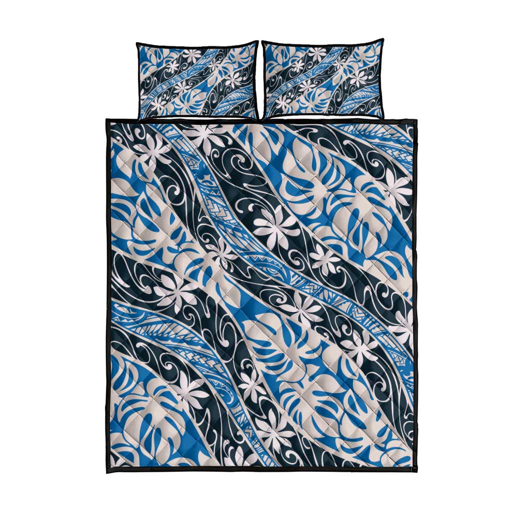 Ninamu Tahiti Tiare Monstera Quilt Bed Set Polynesian Pattern Curve Style - Polynesian Pride