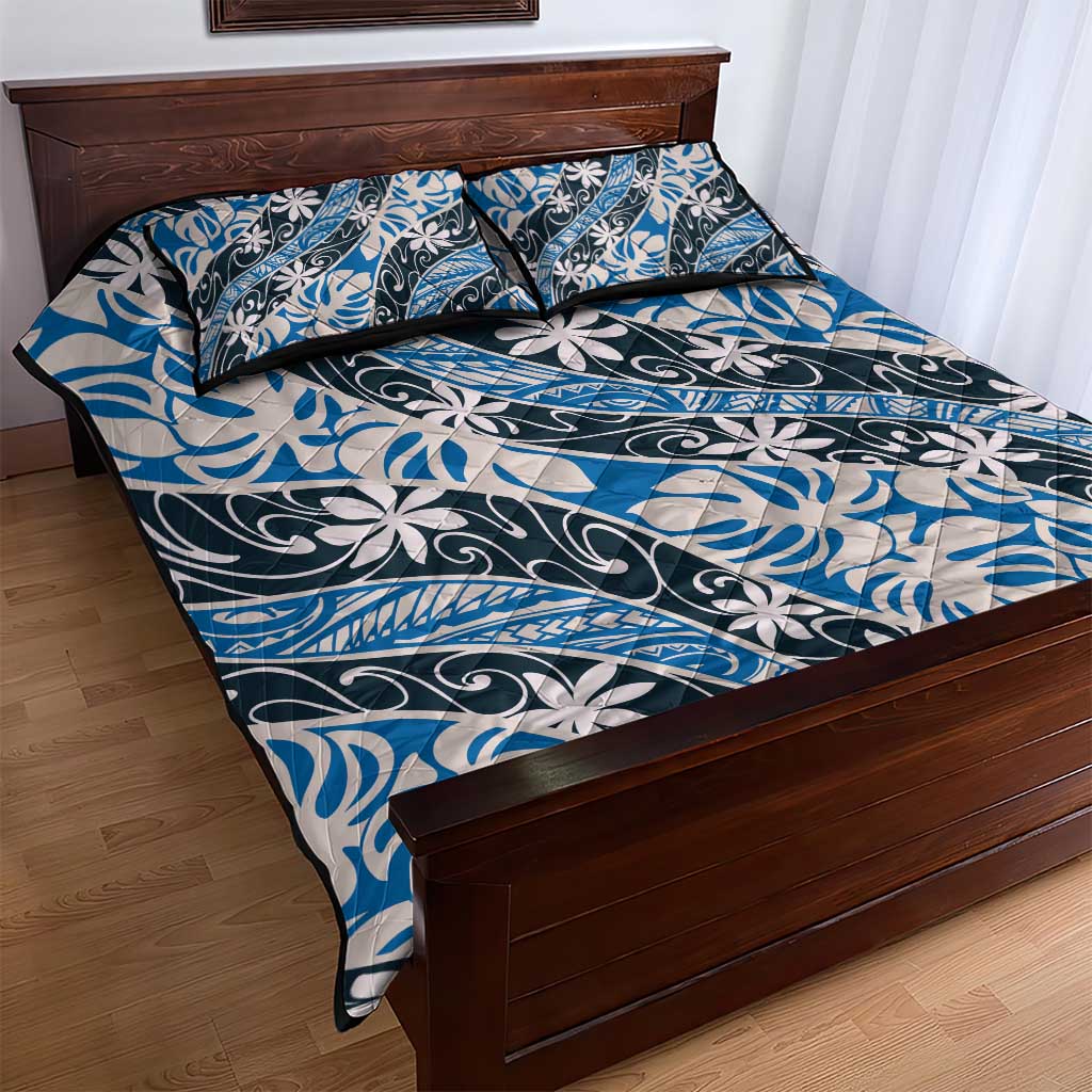 Ninamu Tahiti Tiare Monstera Quilt Bed Set Polynesian Pattern Curve Style - Polynesian Pride