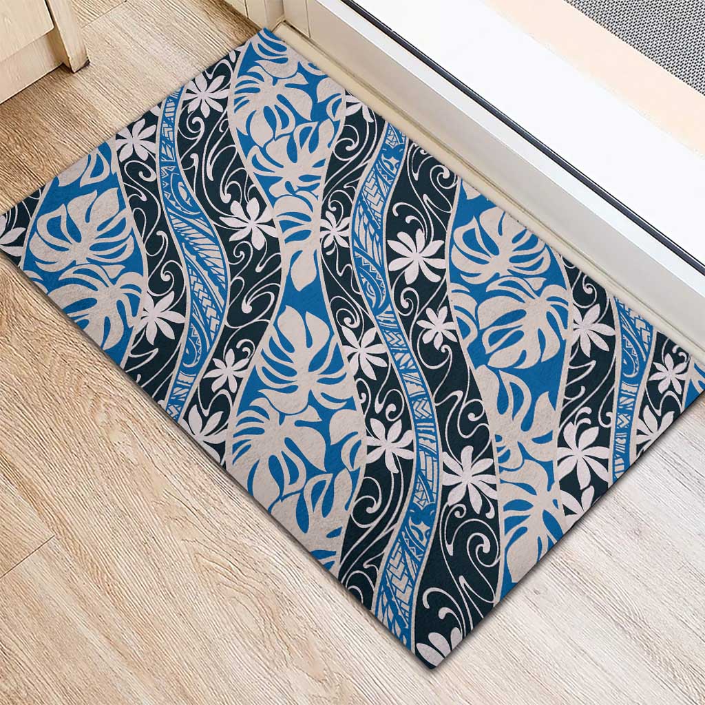 Ninamu Tahiti Tiare Monstera Rubber Doormat Polynesian Pattern Curve Style LT01 - Polynesian Pride