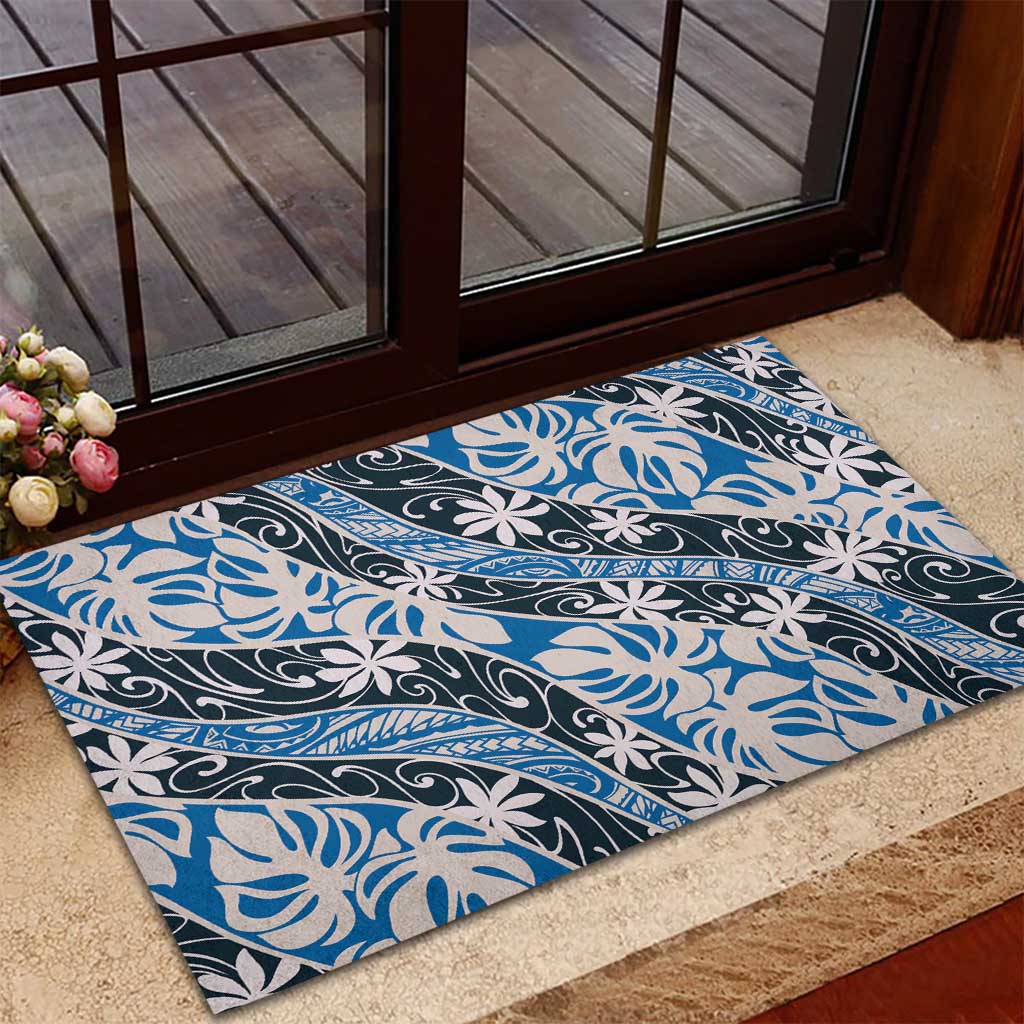 Ninamu Tahiti Tiare Monstera Rubber Doormat Polynesian Pattern Curve Style LT01 - Polynesian Pride