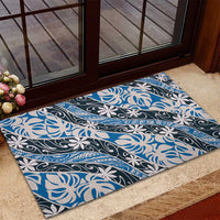 Ninamu Tahiti Tiare Monstera Rubber Doormat Polynesian Pattern Curve Style LT01 - Polynesian Pride