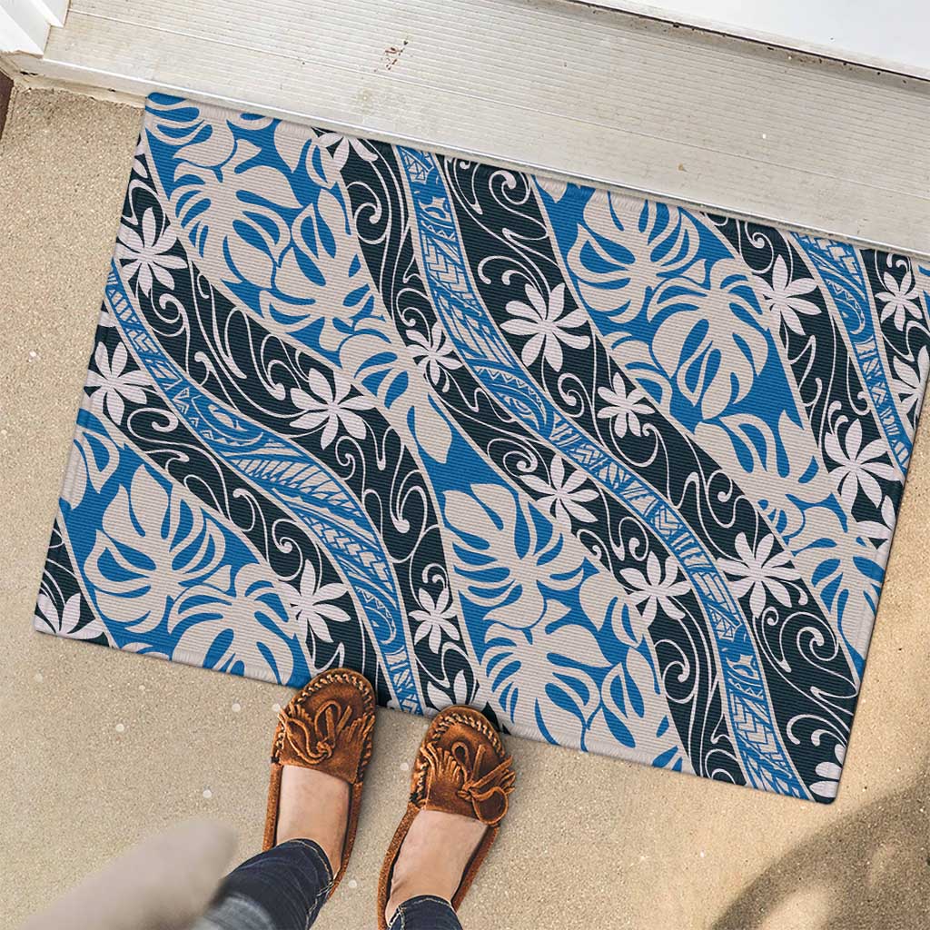 Ninamu Tahiti Tiare Monstera Rubber Doormat Polynesian Pattern Curve Style LT01 - Polynesian Pride