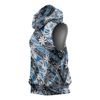 Ninamu Tahiti Tiare Monstera Sleeveless Hoodie Polynesian Pattern Curve Style LT01 - Polynesian Pride