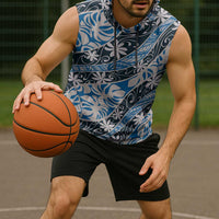 Ninamu Tahiti Tiare Monstera Sleeveless Hoodie Polynesian Pattern Curve Style LT01 - Polynesian Pride