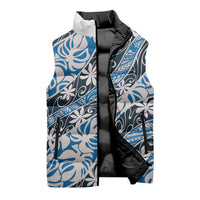 Ninamu Tahiti Tiare Monstera Sleeveless Puffer Jacket Polynesian Pattern Curve Style - Polynesian Pride