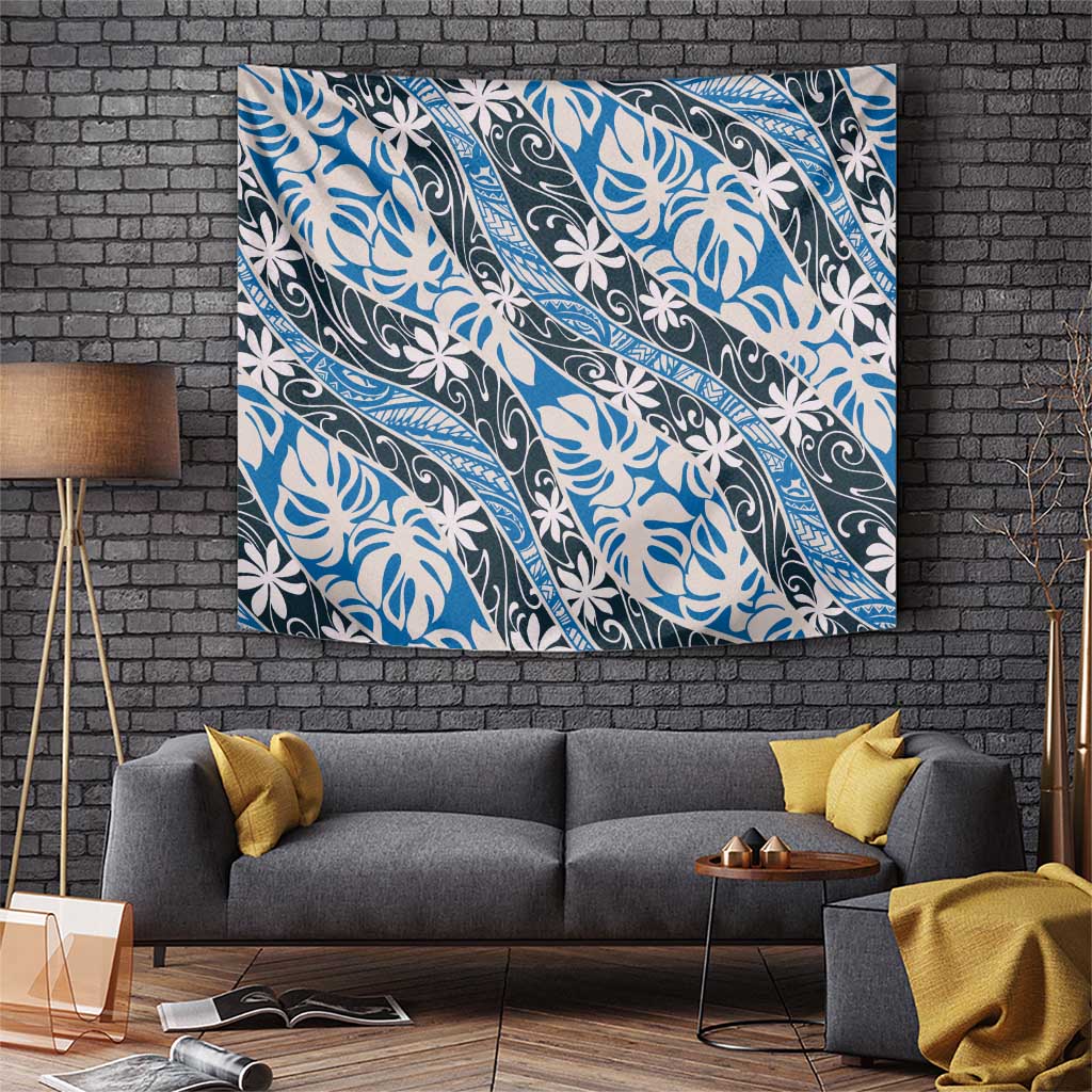 Ninamu Tahiti Tiare Monstera Tapestry Polynesian Pattern Curve Style - Polynesian Pride