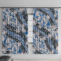 Ninamu Tahiti Tiare Monstera Window Curtain Polynesian Pattern Curve Style - Polynesian Pride